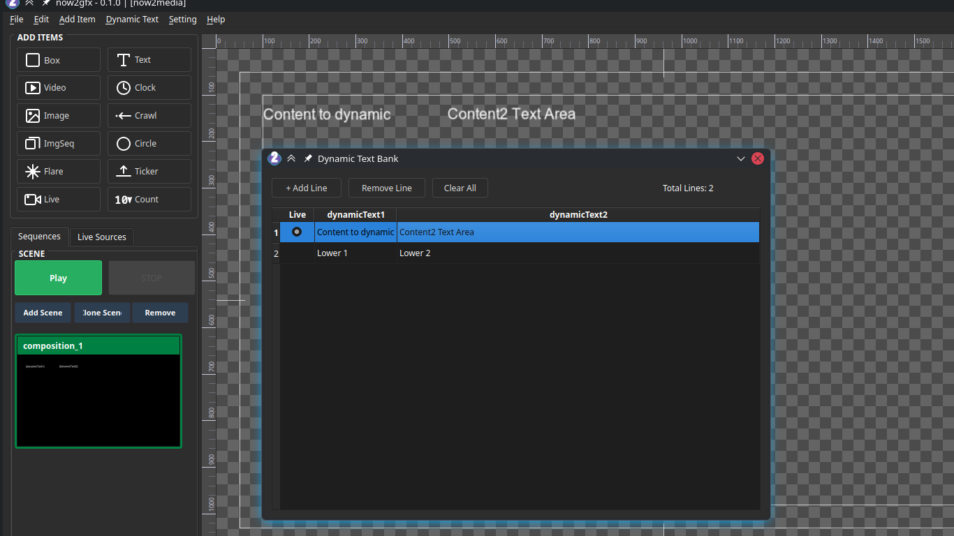now2gfx dynamic text bank table with named text entries